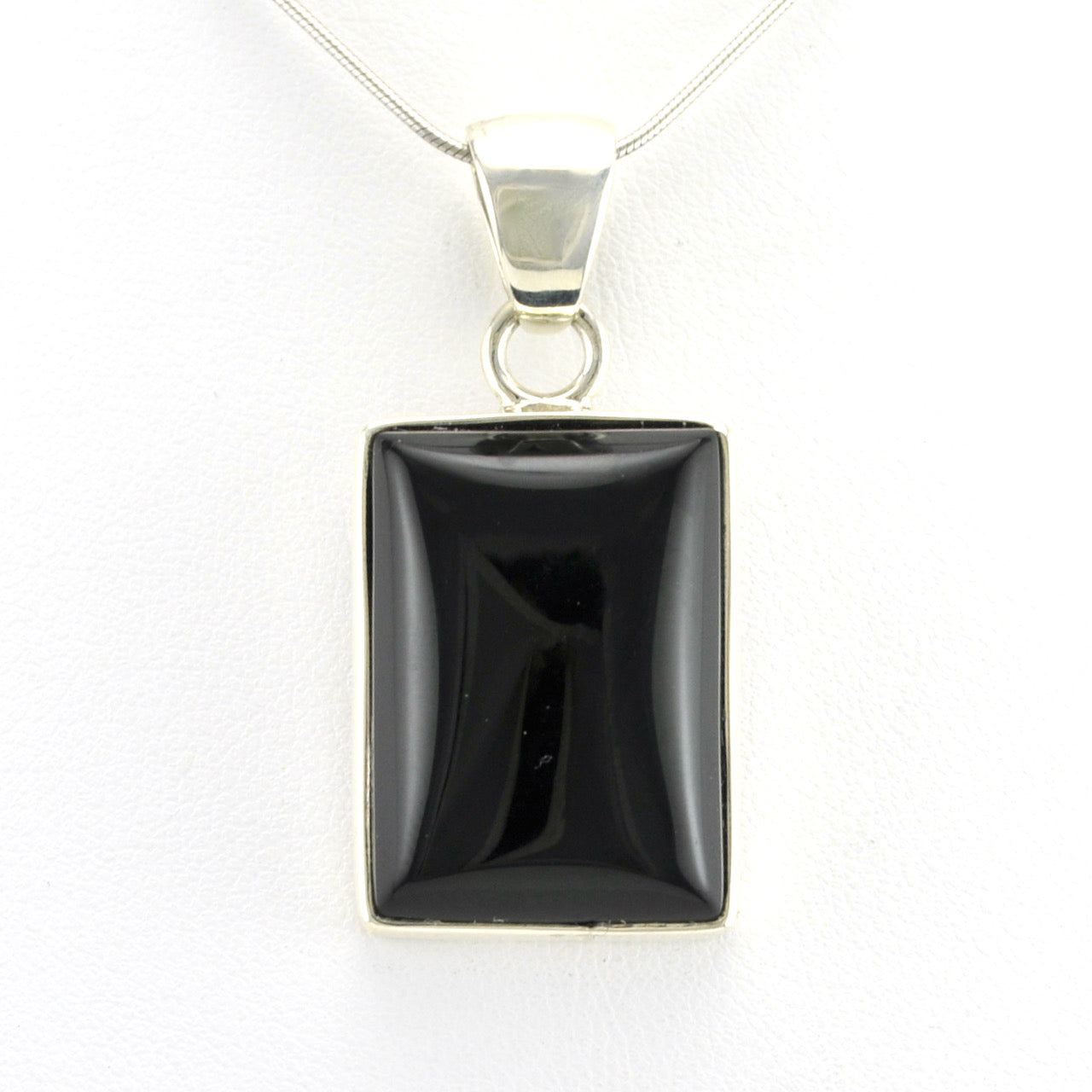 Alt View Sterling Silver Black Onyx Rectangle Pendant