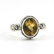 Alt View Sterling Silver Citrine Oval Bali Ring