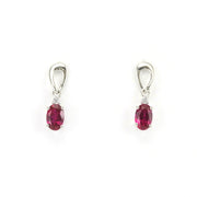 Sterling Silver Created Ruby 1.1ct CZ Earrings
