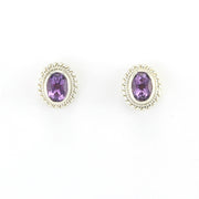 Silver Amethyst 5x7mm Oval Post Earring