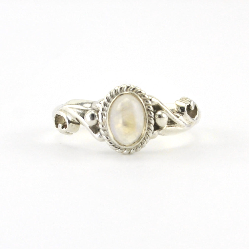 Silver Moonstone 4x6mm Oval Ring