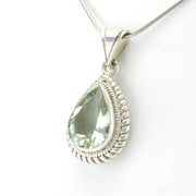 Silver Prasiolite 10x19mm Teardrop Pendant