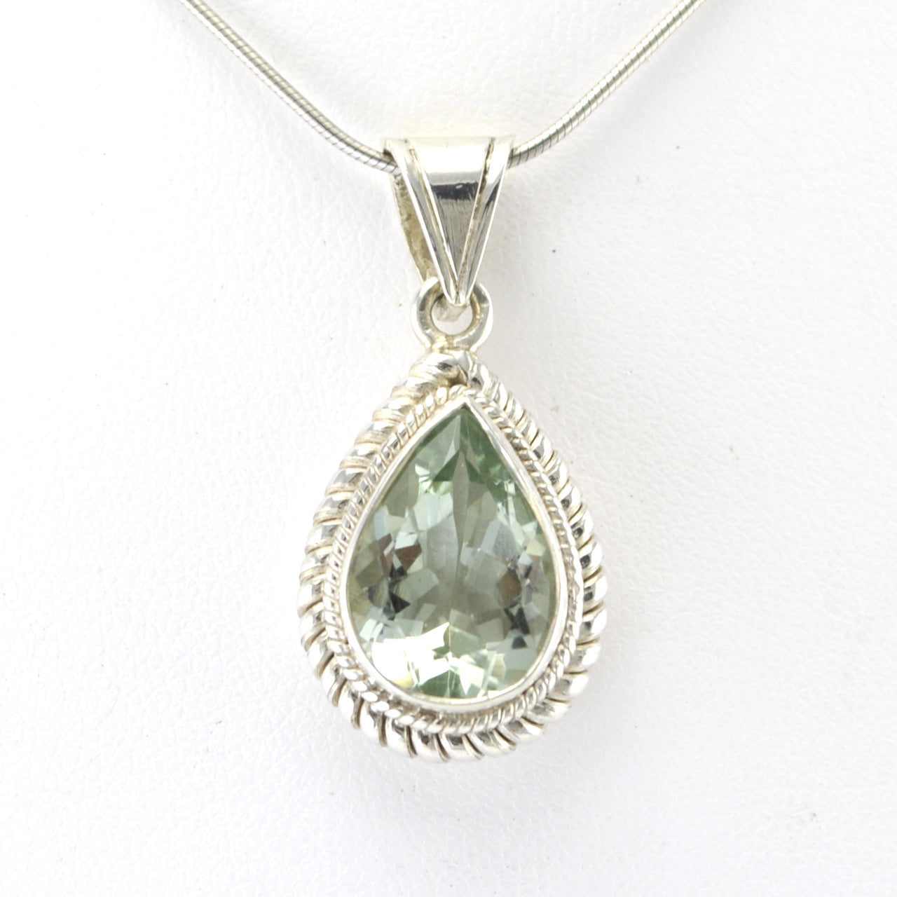 Alt View Silver Prasiolite 10x19mm Teardrop Pendant