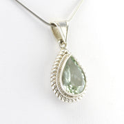 Side View Silver Prasiolite 10x19mm Teardrop Pendant