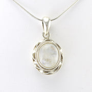 Alt View Silver Rainbow Moonstone Oval Pendant