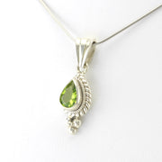 Silver Peridot 7x9mm Teardrop Pendant