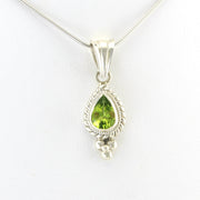 Alt View Silver Peridot 7x9mm Teardrop Pendant