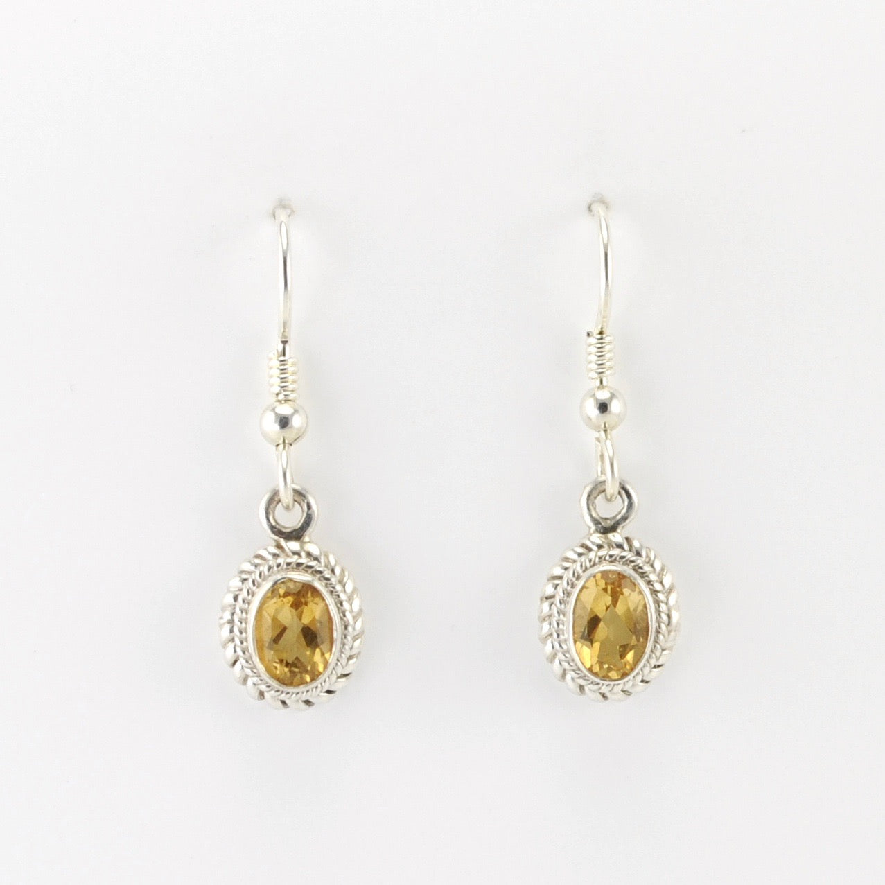 Alt View Silver Citrine Oval Dangle Earrings