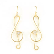 Gold Fill Treble Clef CZ Earrings