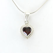 Alt View Silver Garnet Heart Pendant