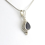 Side View Sterling Silver Iolite Teardrop Pendant