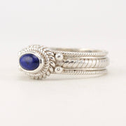 Side View Lapis 4x6mm Oval Rope Ring
