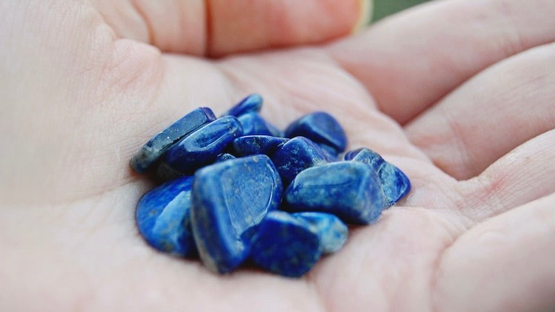 Lapis stones in hand