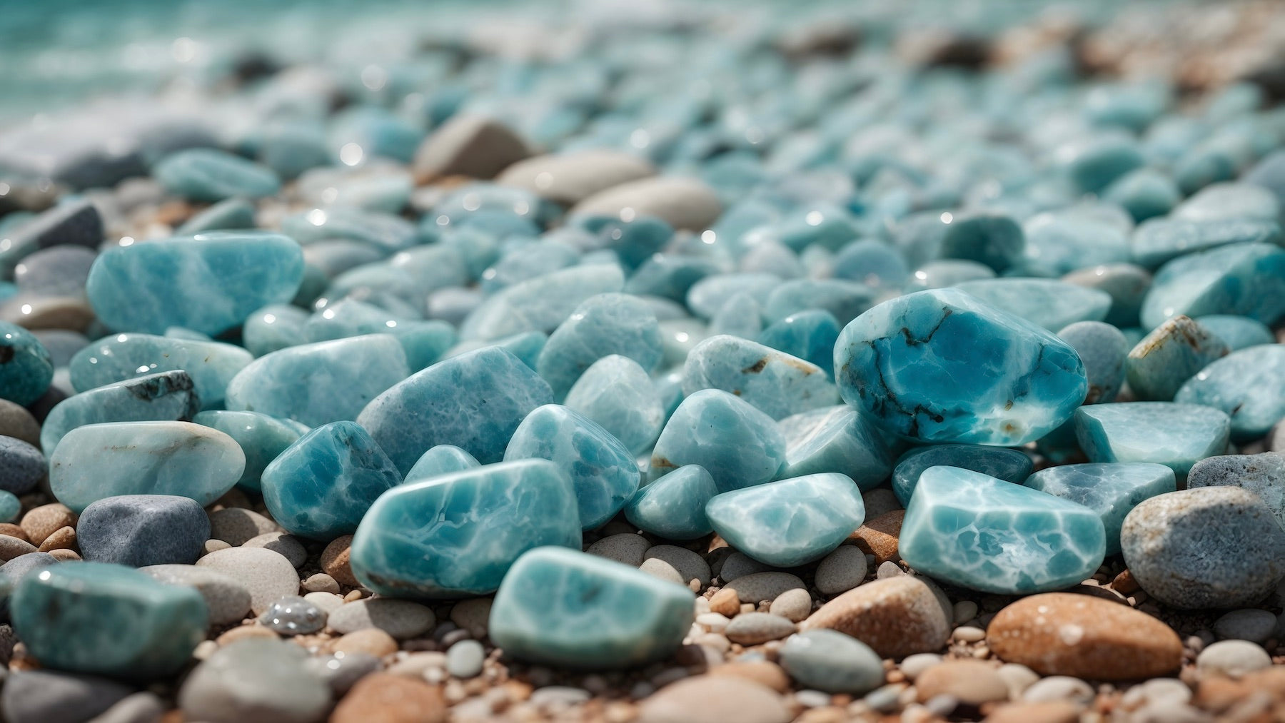 Larimar Gemstones on the Beach