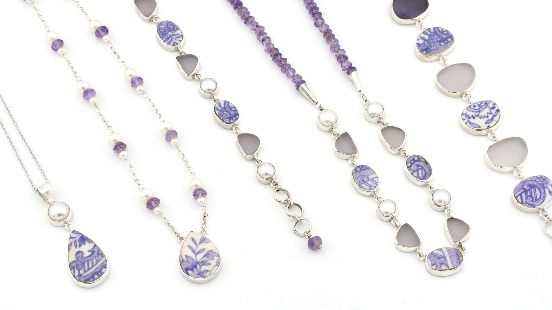 Vintage Porcelain and Sea Glass Jewelry
