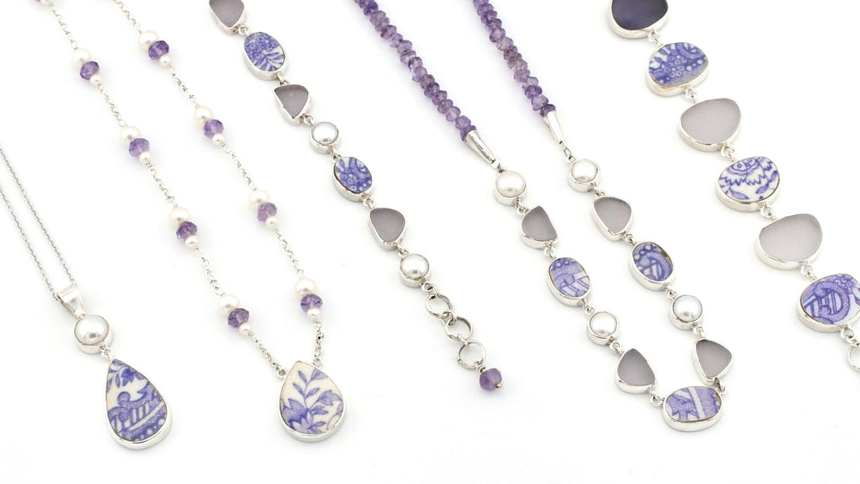 Vintage Porcelain and Sea Glass Jewelry
