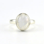 Alt View Sterling Silver Moonstone 8x10mm Oval Bali Ring