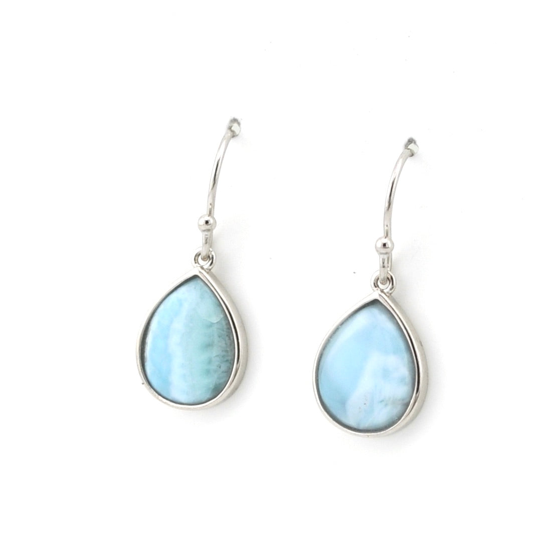 Sterling Silver Larimar Teardrop Dangle Earrings