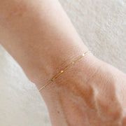 Alt View 18k Gold Fill 1mm Curb Bracelet with Pressed Details and Extender