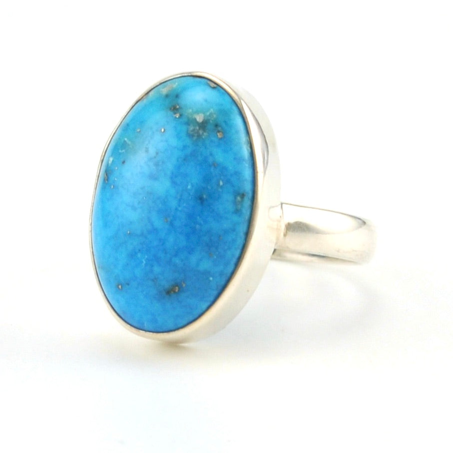 Sterling Silver Arizona Turquoise 12x18mm Oval Ring