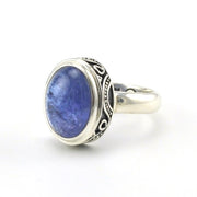 Sterling Silver Tanzanite 9x13mm Oval Cabochon Ring