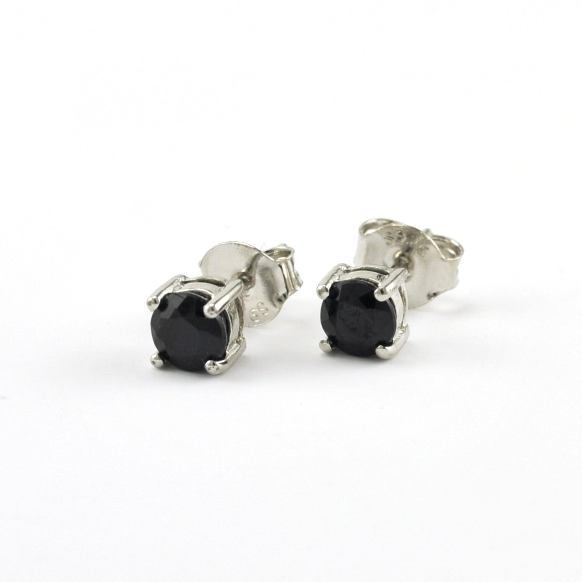 Full View Sterling Silver Sapphire 5mm Round Post Earrings