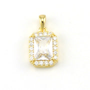 18k Gold Fill Cubic Zirconia Cushion Cut Pendant