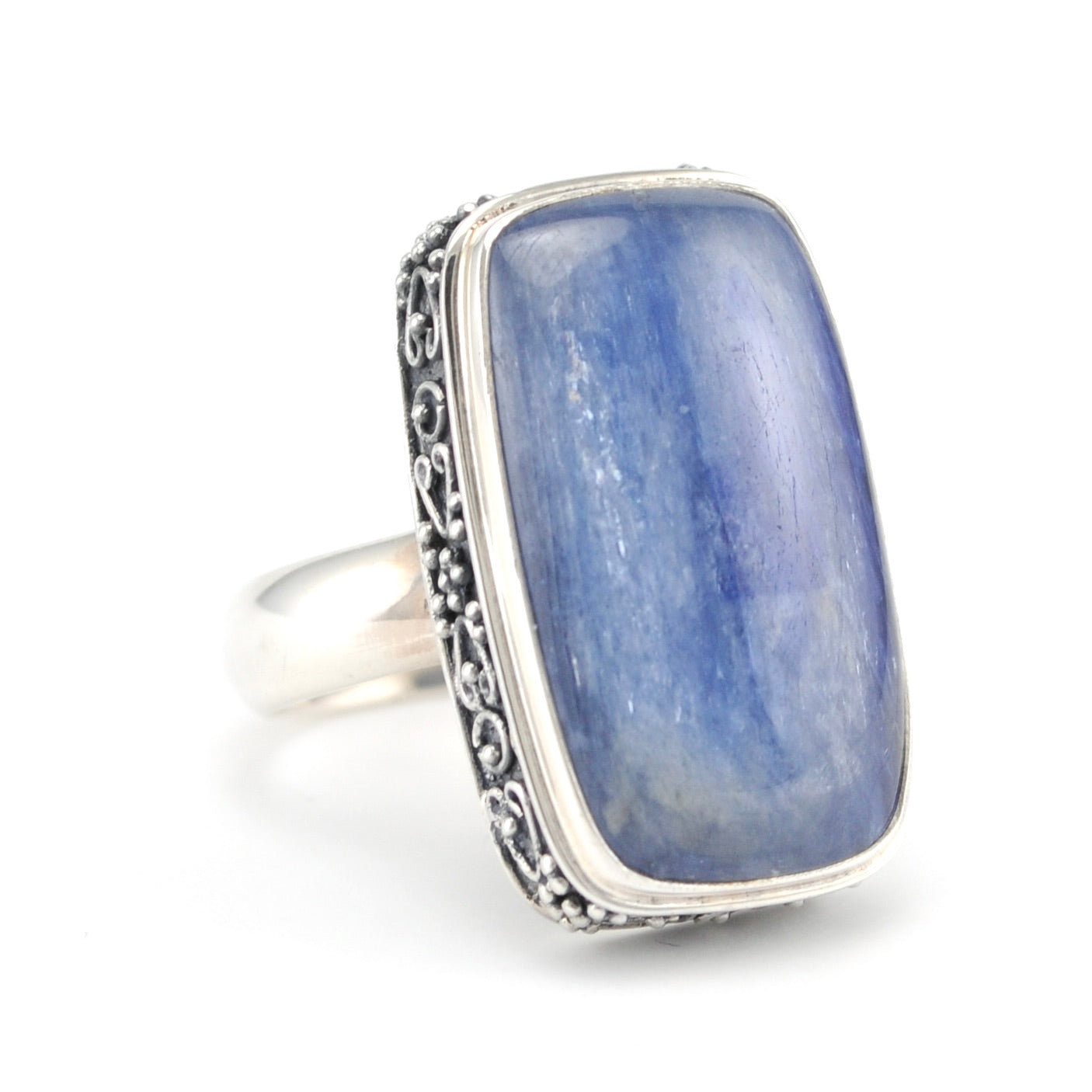 Side View Sterling Silver Kyanite Rectangle Ring