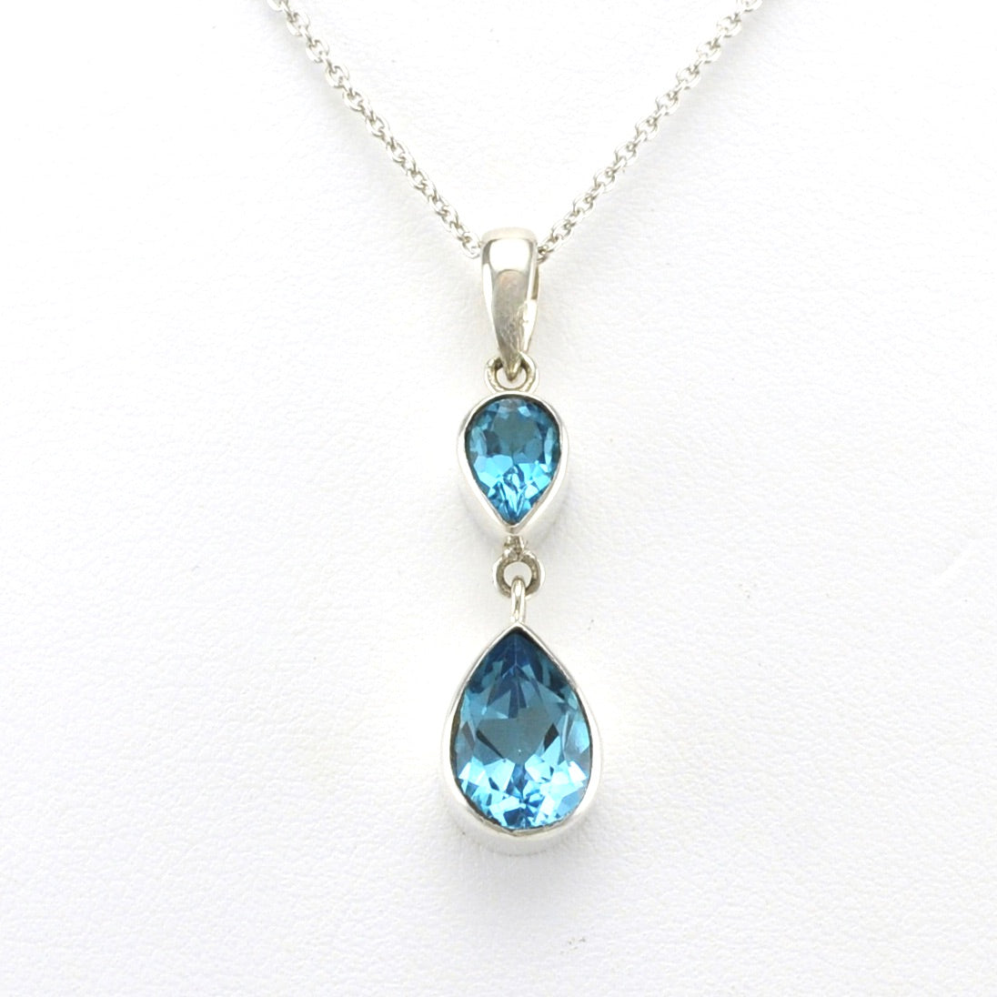 Alt View Sterling Silver Blue Topaz Pear Tear Necklace