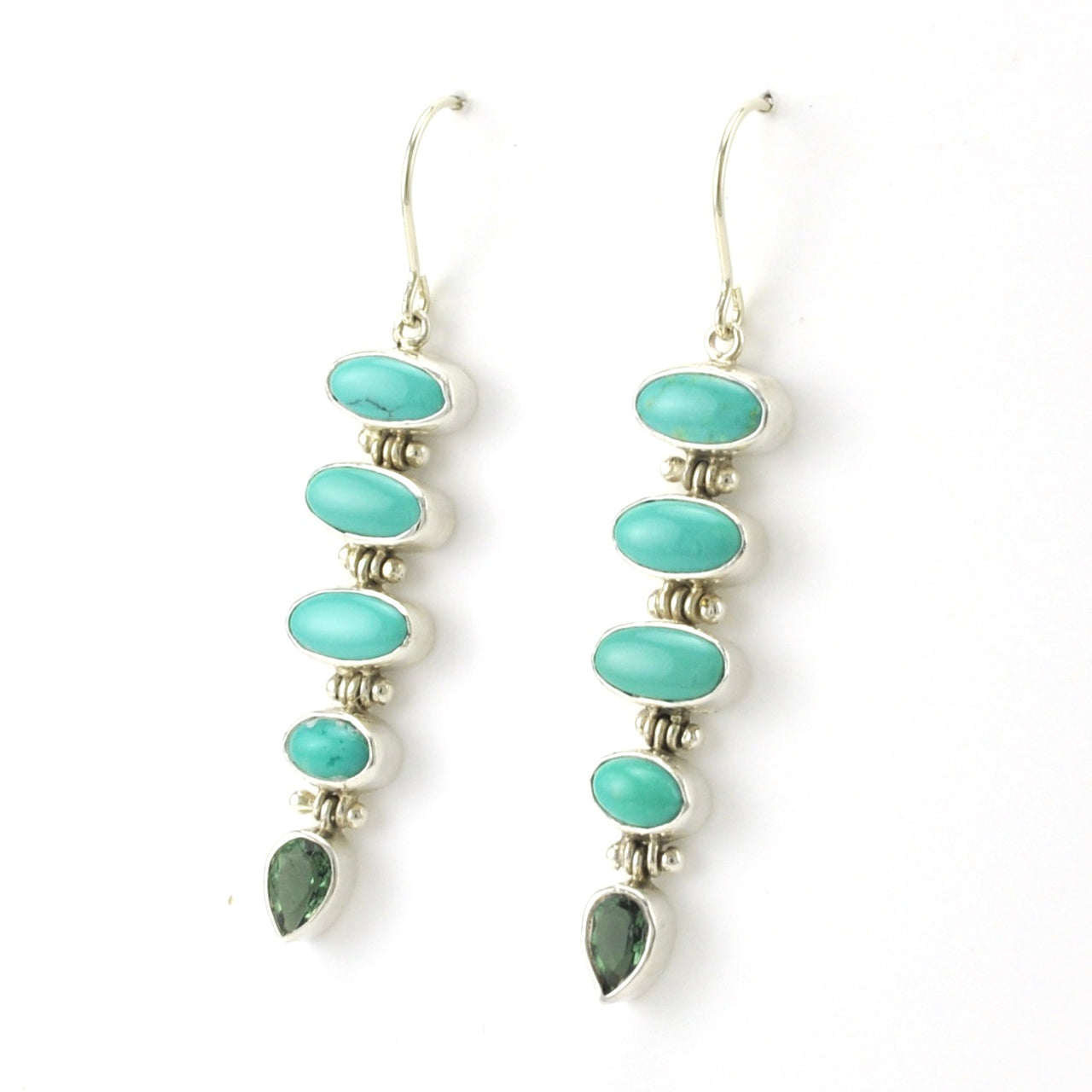 Side View Sterling Silver Turquoise Topaz Earrings