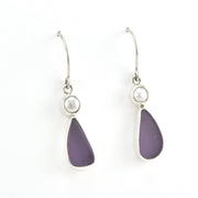 Alternate View Silver Pearl Lavender Sea Glass Tear Earrings