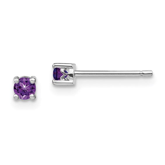 Sterling Silver Amethyst 3mm Round Post Earrings