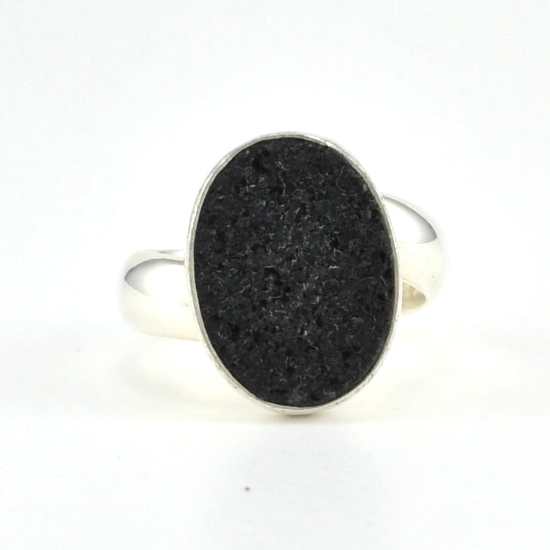 Alt View Sterling Silver Black Druzy Agate Oval Ring