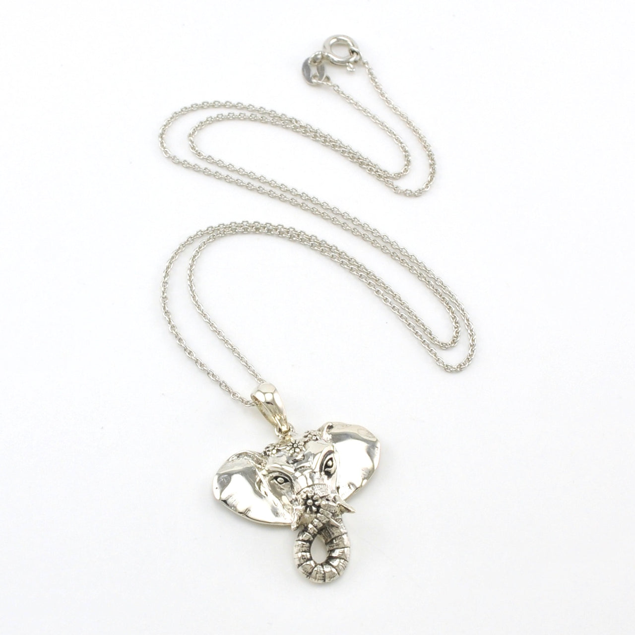 Sterling Silver Elephant Flower Necklace