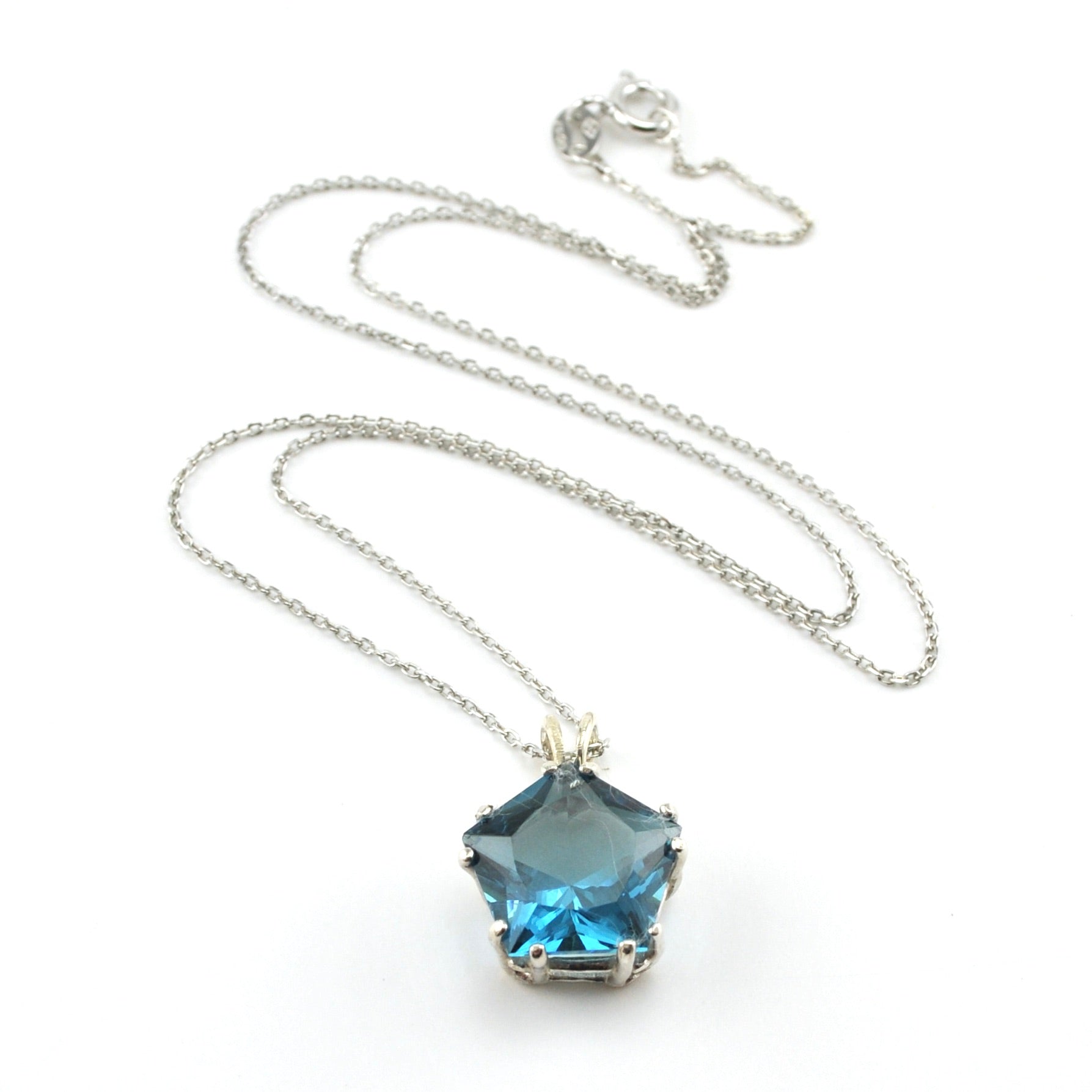 Sterling Silver Tibetan Blue Obsidian Star of Venus Necklace