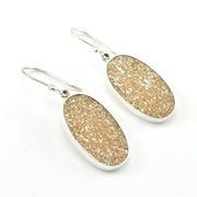 Sterling Silver Champagne Druzy Agate Oval Earrings