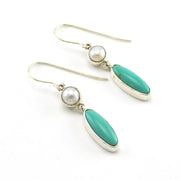 Sterling Silver Pearl Turquoise Dangle Earrings