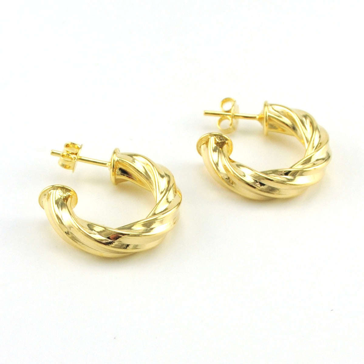Alt View 18k Gold Fill Twisted Half Hoop Earrings
