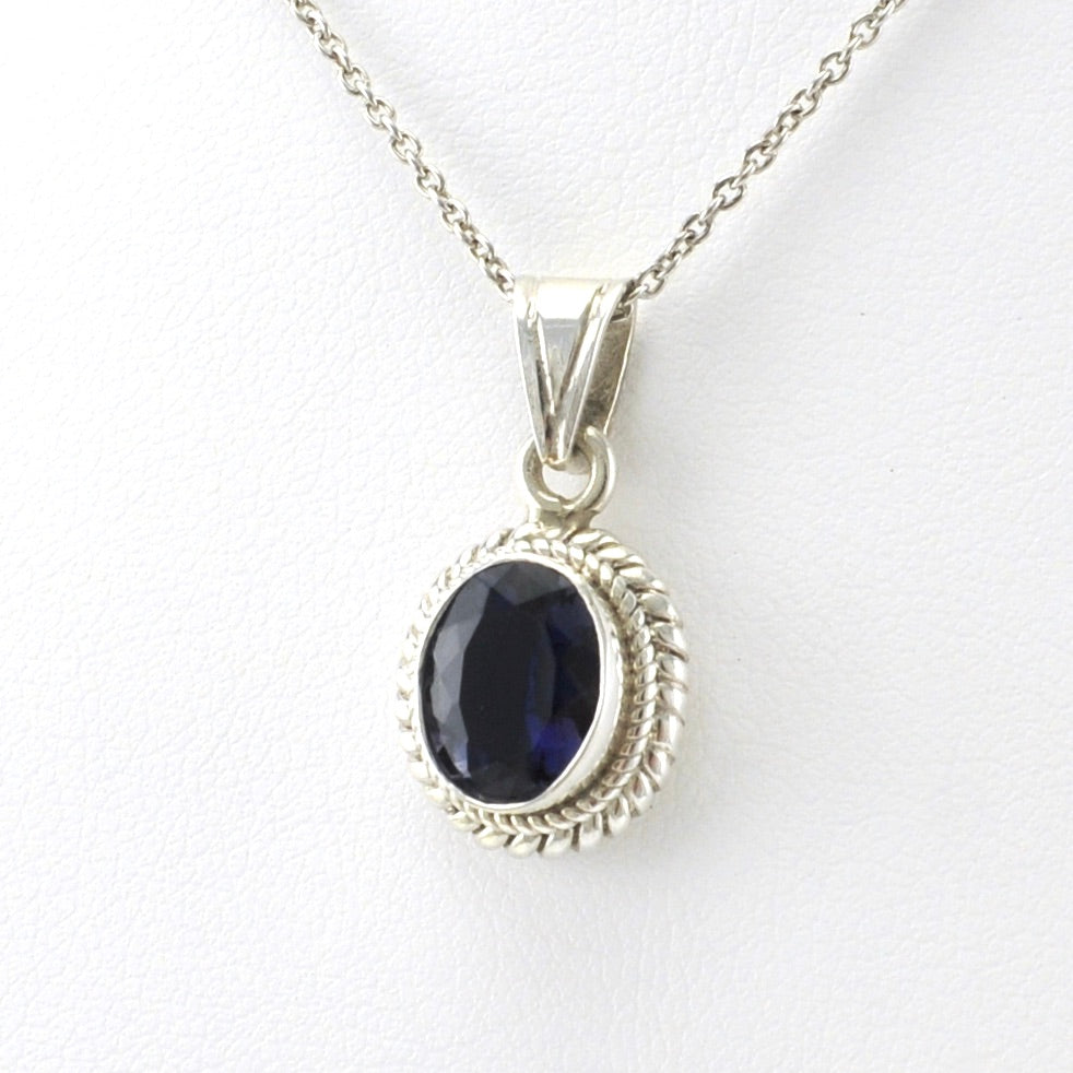 Sterling Silver Iolite 7x9mm Oval Pendant