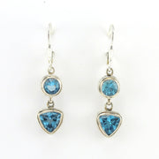 Alt View Sterling Silver Blue Topaz Round Trillion Bali Dangle Earrings