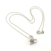 Sterling Silver Amethyst Heart within Heart Necklace