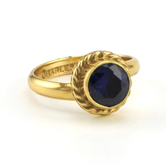 Side View Alchemía Created Sapphire Round Ring
