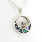 Sterling Silver Owl in the Moon Light with Shell Necklace