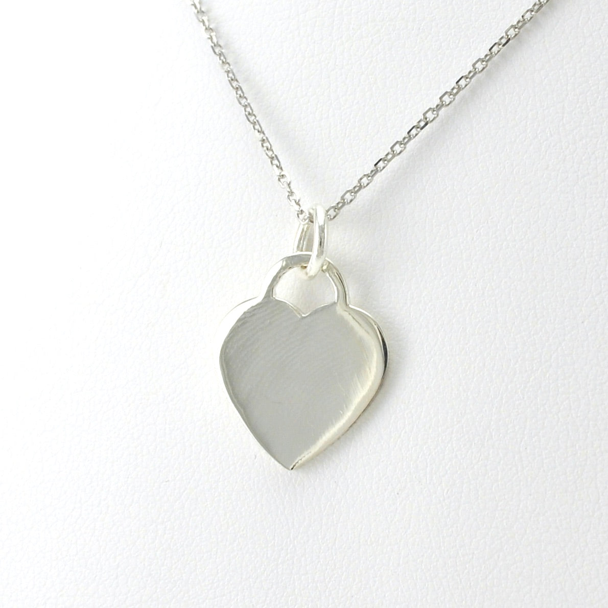 Side View Sterling Silver Heart Tag 15mm Necklace