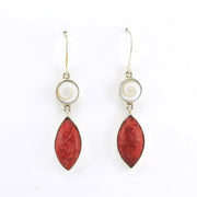 Alt View Sterling Silver Shiva Shell Red Coral Marquise Earrings