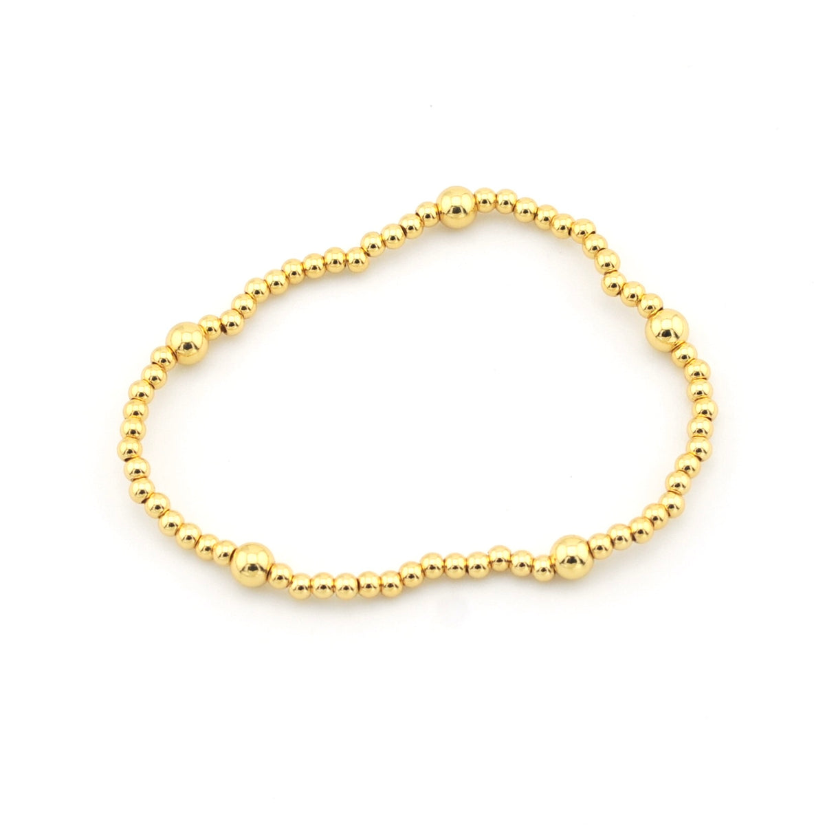 Gold 3mm Bead with 5mm Accent Stretch Bracelet