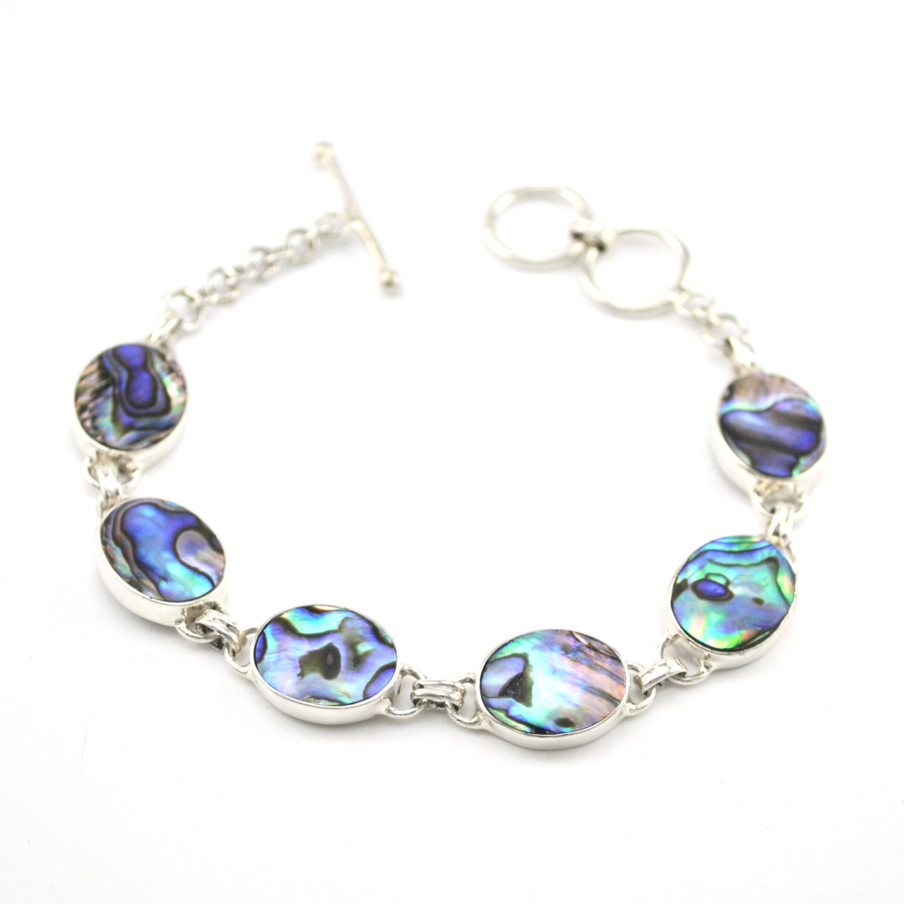 Sterling Silver Abalone Oval Toggle Bracelet