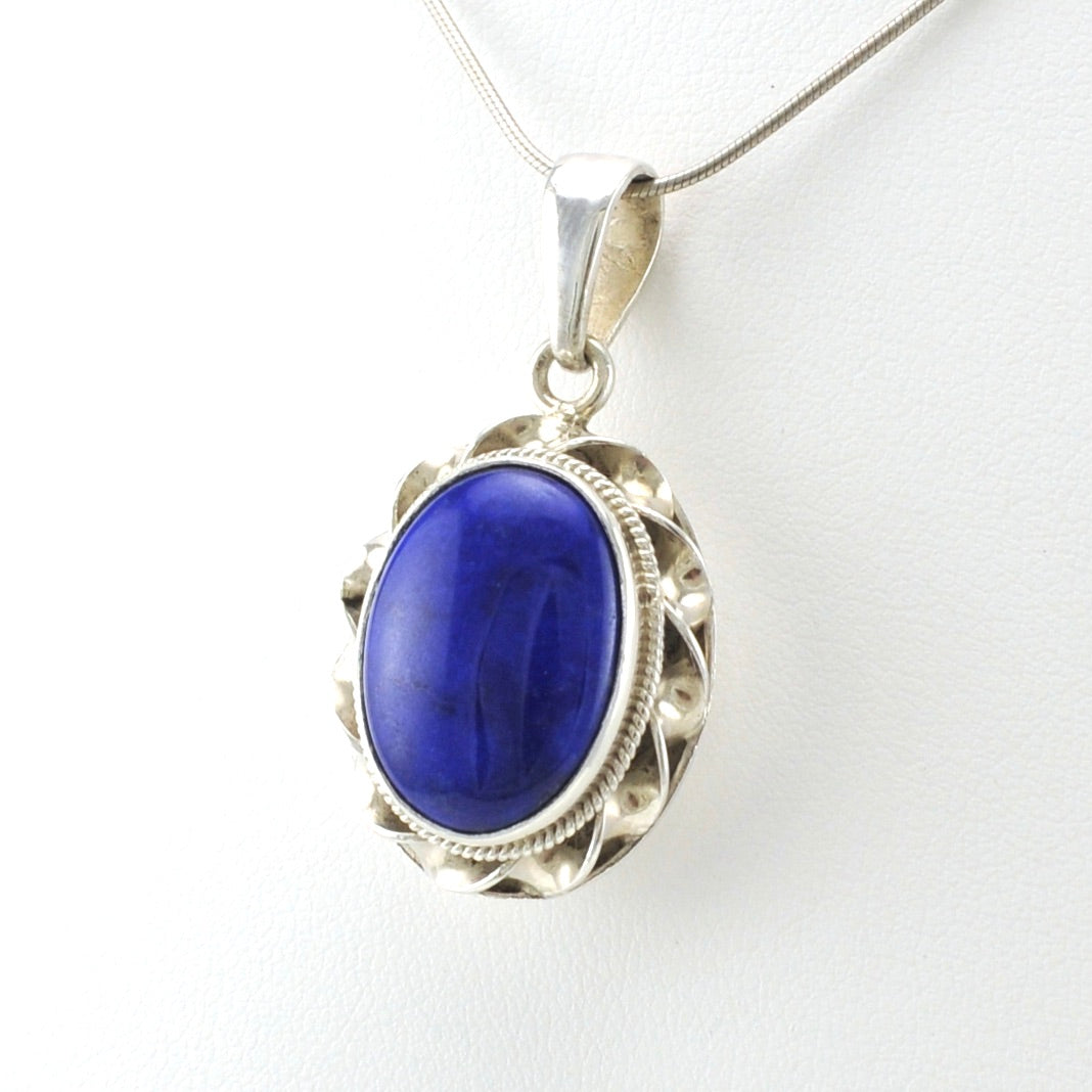 Sterling Silver Lapis 12x18mm Oval Pendant