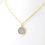 Side View 14k Gold Fill Round Druzy Agate Necklace