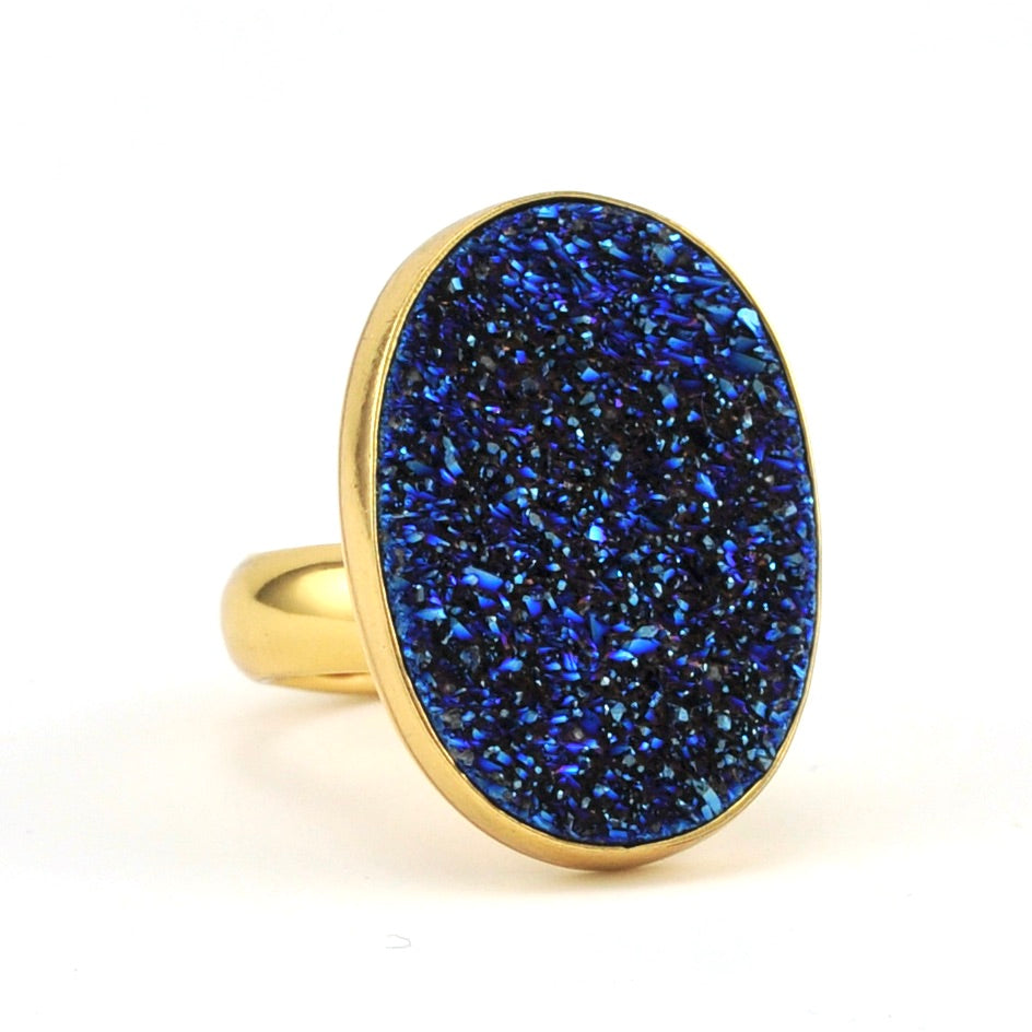 Side View Alchemía Blue Druzy Agate Ring